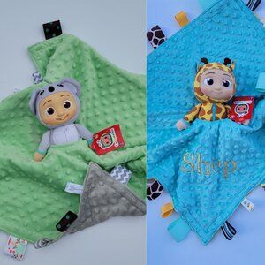 Double plush set Minky security Blanket for kids 21 x 21